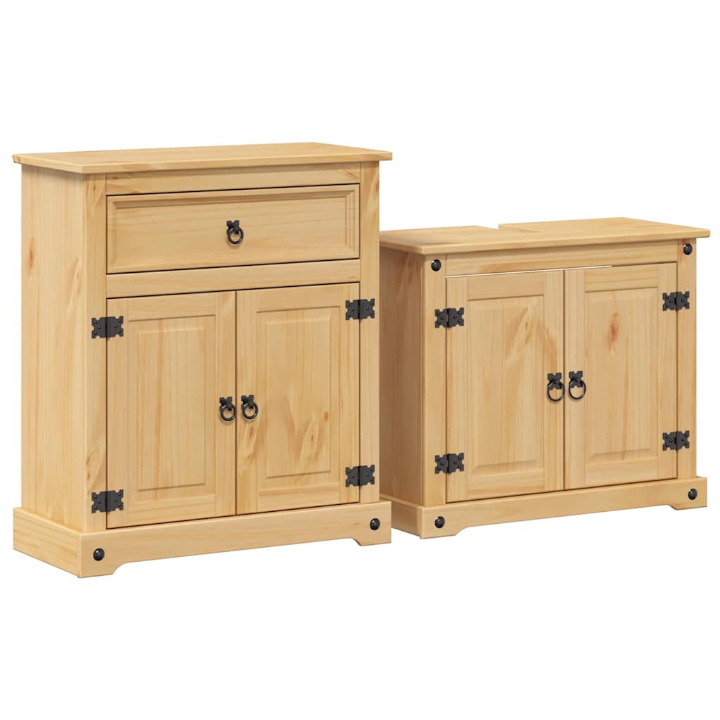 vidaXL Juego de muebles de baño Corona 2 pzas madera maciza pino