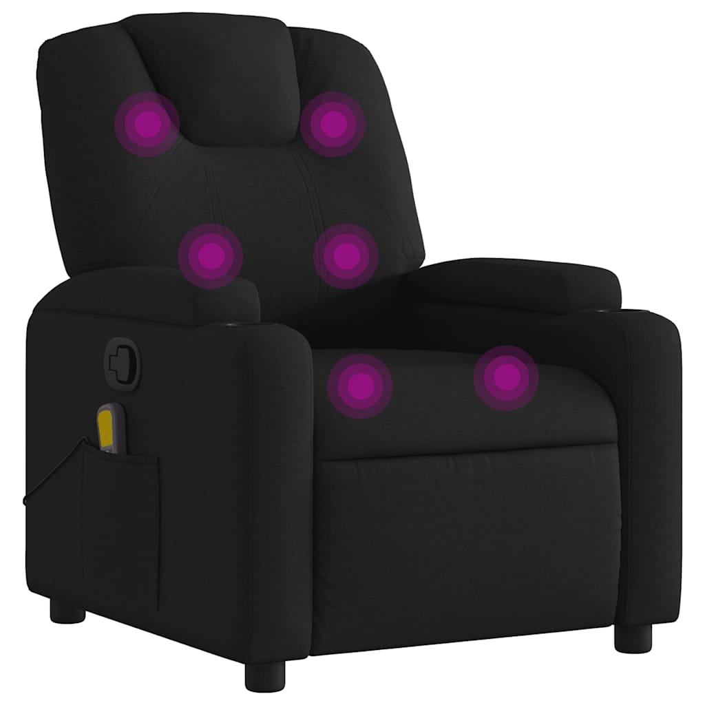 vidaXL Sillón reclinable de masaje de tela negra