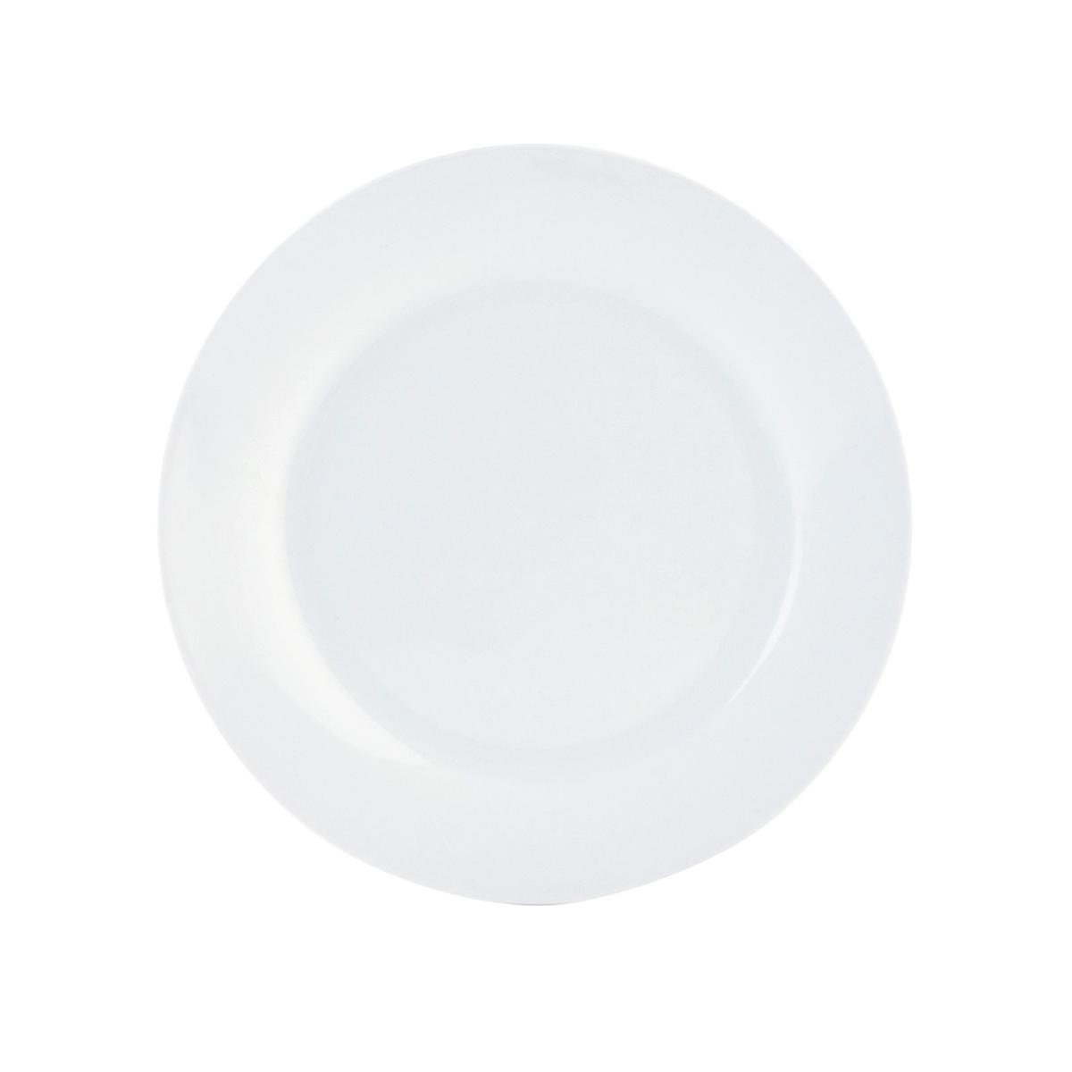 QUID BASIC Plato Llano Porcelana 27CM Blanco Brillo Blancura y resistencia para el día a día Apilable