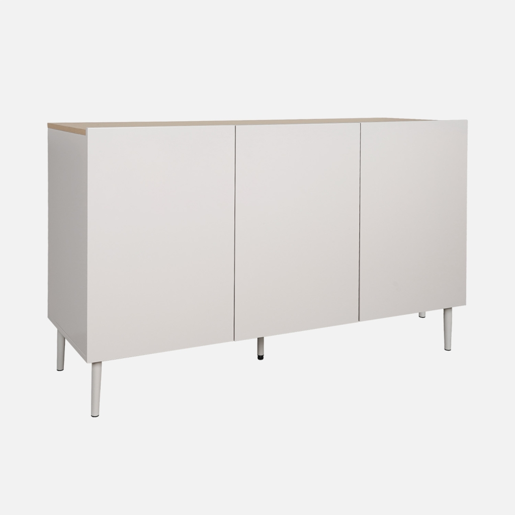 sweeek - Aparador de metal y decoración de madera 3 puertas 120cm , Ashton , 120x40x75