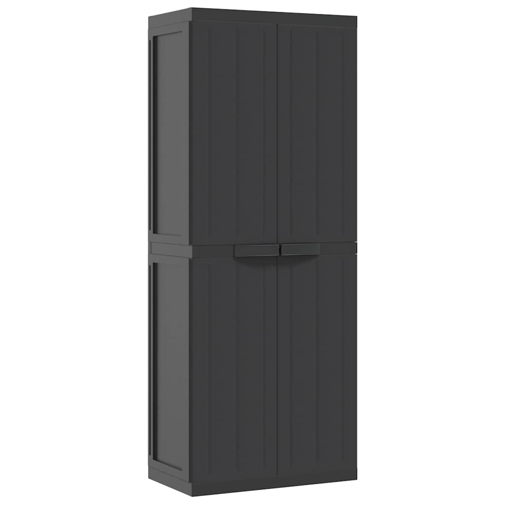 vidaXL Armario de almacenaje exterior PP negro 65x37x165 cm