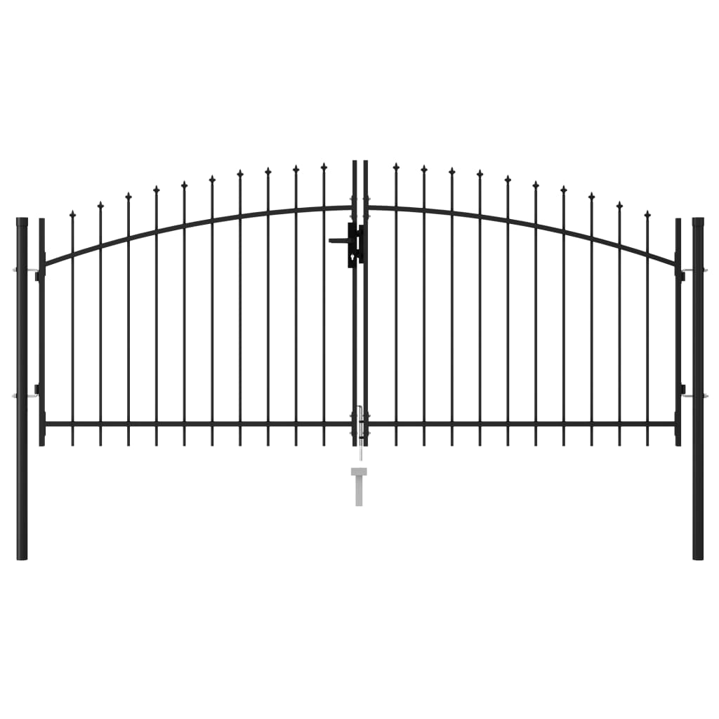 vidaXL Cancela de Valla Doble con Puntas Acero Negro Puerta Jardín Dimensiones 3 x 1.25 m,  3 x 1.5 m,  3 x 1.75 m y mas