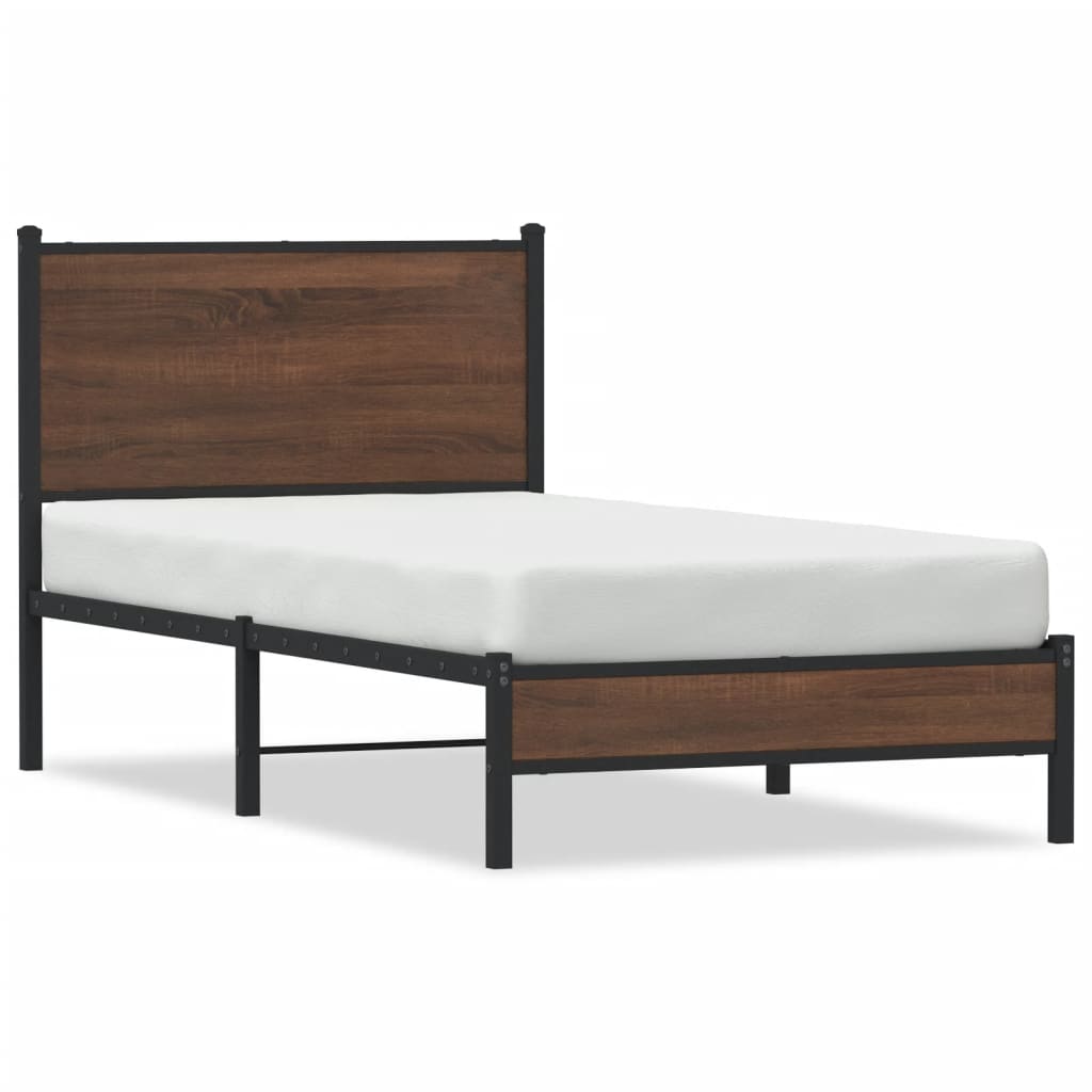 vidaXL Estructura de cama sin colchón metal marrón roble 90x190 cm