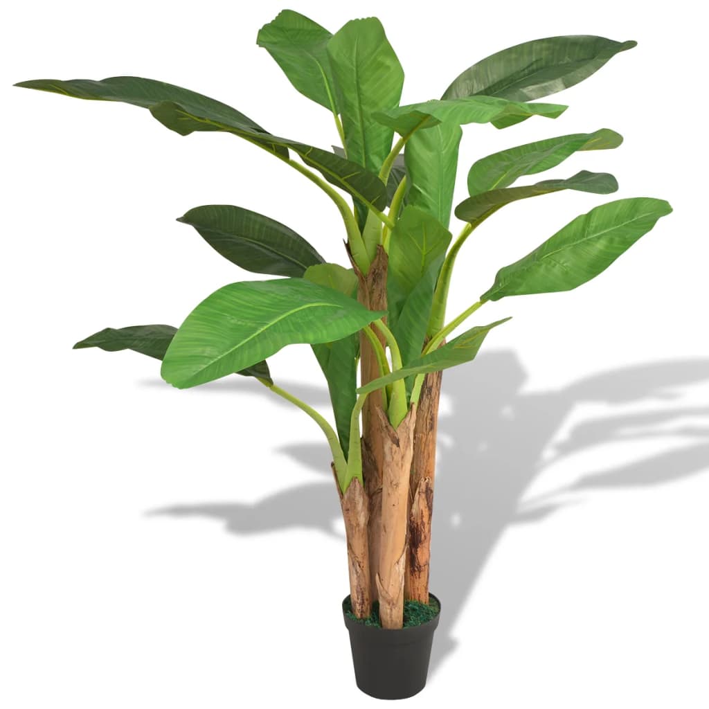 vidaXL Árbol Bananero Artificial con Macetero Verde Maceta de Plástico Dimensiones 150 cm, 175 cm, 250 cm