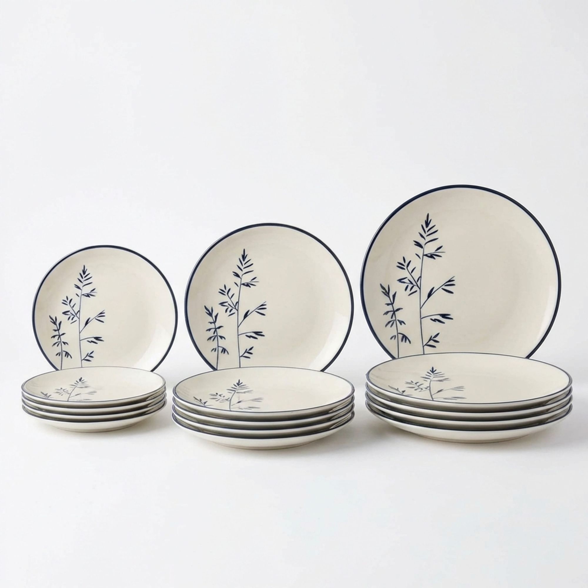 SANTA CLARA | Vajilla Completa 12 Piezas de Porcelana para 4 Personas, Diseño Decorado con Relieve, Formas Coupe, Ala y Octogonal, Apta para Microondas y Lavavajillas, Uso Diario en Hogar y Cocina