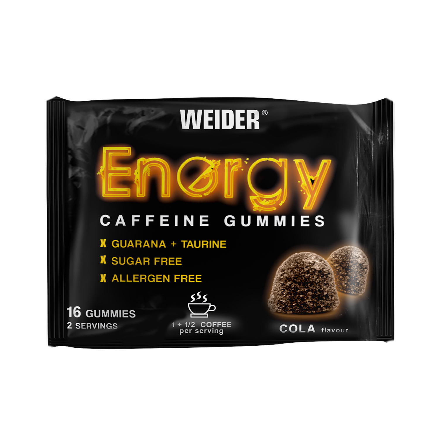 Weider - Weider Energy Caffeine gummies sobre de gominolas sin azucar mejora la energia 32g