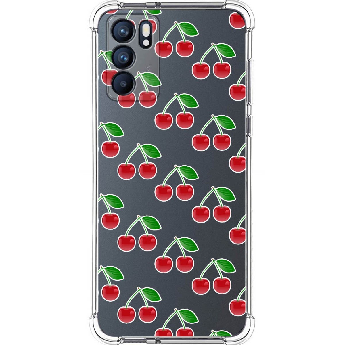 Funda Silicona Antigolpes para Oppo Reno 6 5G diseño Cerezas Dibujos