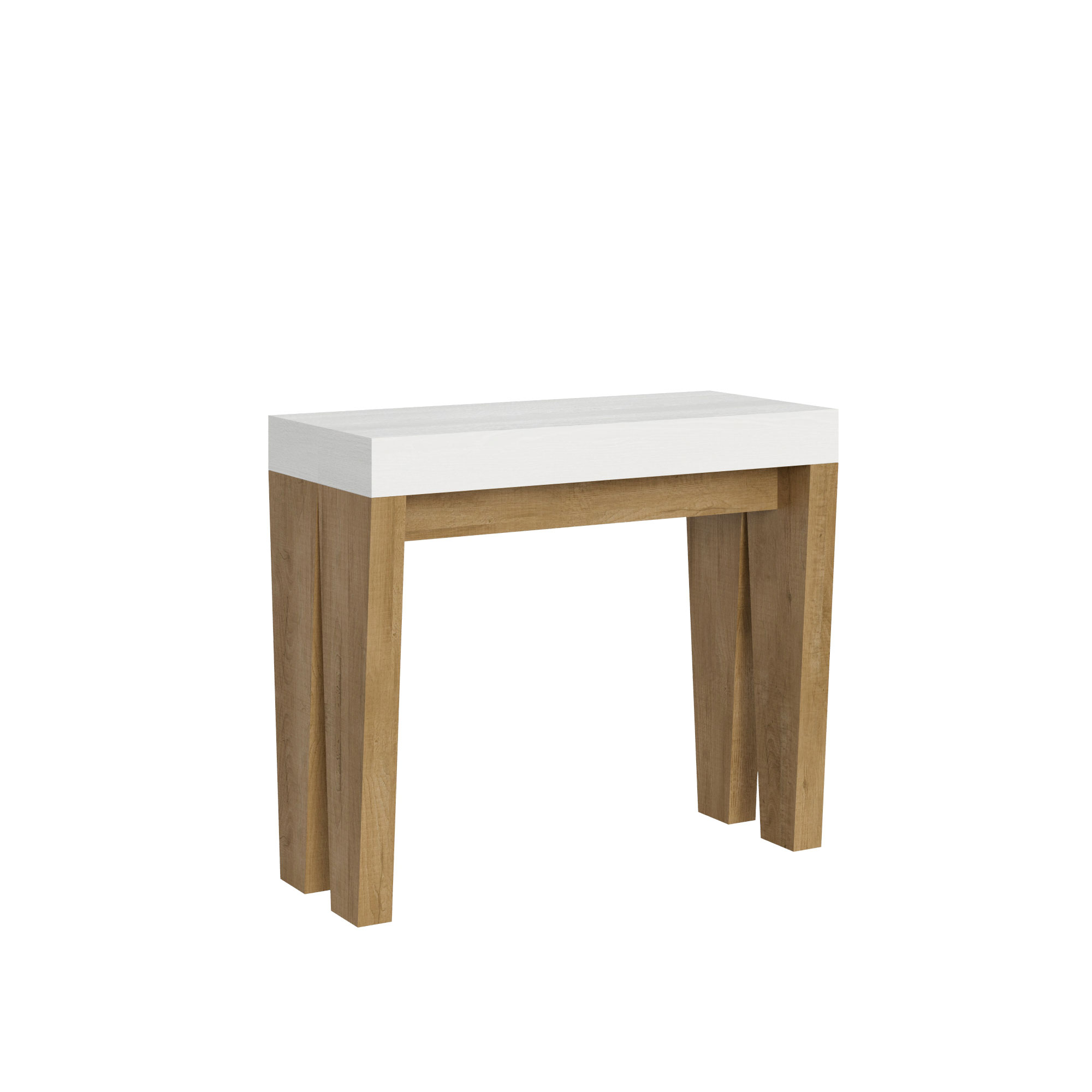 Consola extensible 90x40/300 cm Spimbo Mix tapa Fresno Blanco - estructura Roble Natural - Itamoby