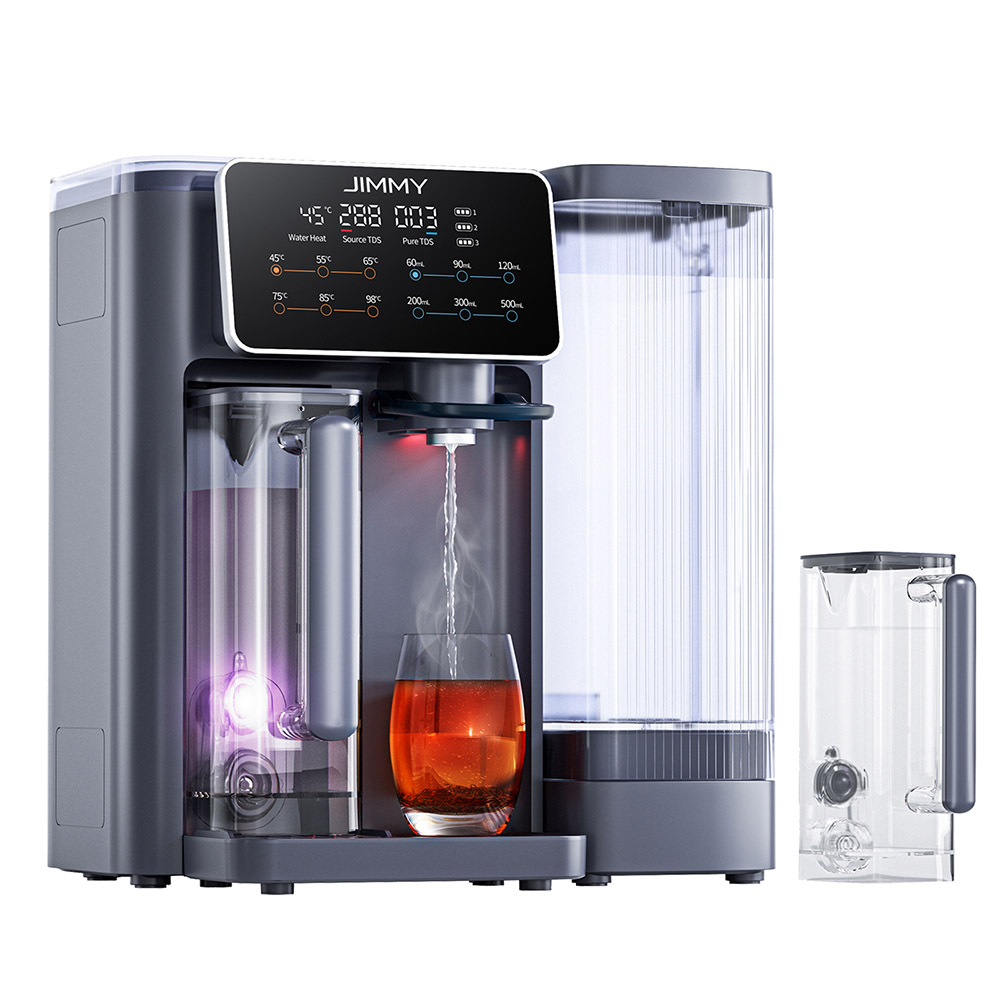 Purificador de Agua de Ósmosis Inversa JIMMY R9 para Encimera, Purificación de 7 Etapas con Remineralización y UV, Calentamiento Instantáneo en 3s, 7 Temperaturas, Relación 3:1 de Agua Pura a Desagüe