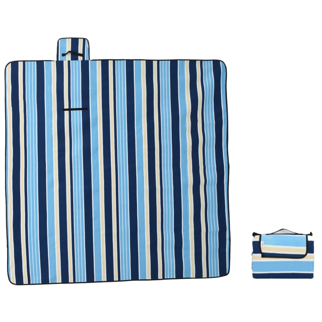 vidaXL Manta de picnic plegable terciopelo a cuadros 200x200 cm Color Azul,  Multicolor,  Azul oscuro y mas