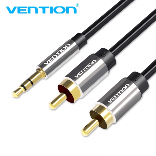 Vention cable estereo jack 3.5 macho a 2x rca macho - 3m - color negro