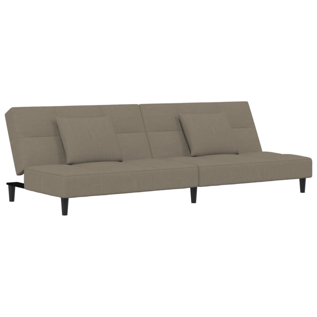 vidaXL Sofá cama de 2 plazas con dos almohadas terciopelo gris claro