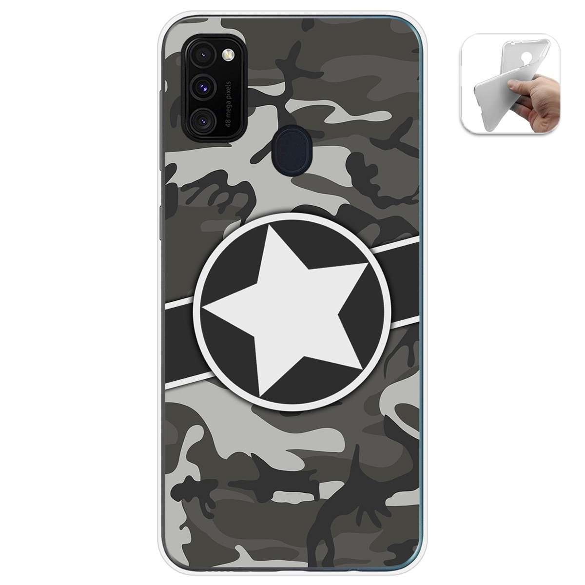 Tumundosmartphone Funda Gel Tpu para Samsung Galaxy M30s / M21 diseño Camuflaje 02 Dibujos