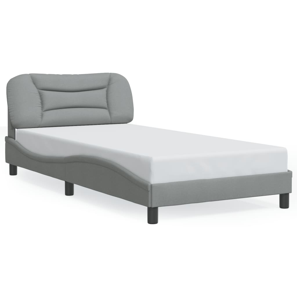 vidaXL Estructura de cama con LED sin colchón Hvar tela gris claro 90x200 cm