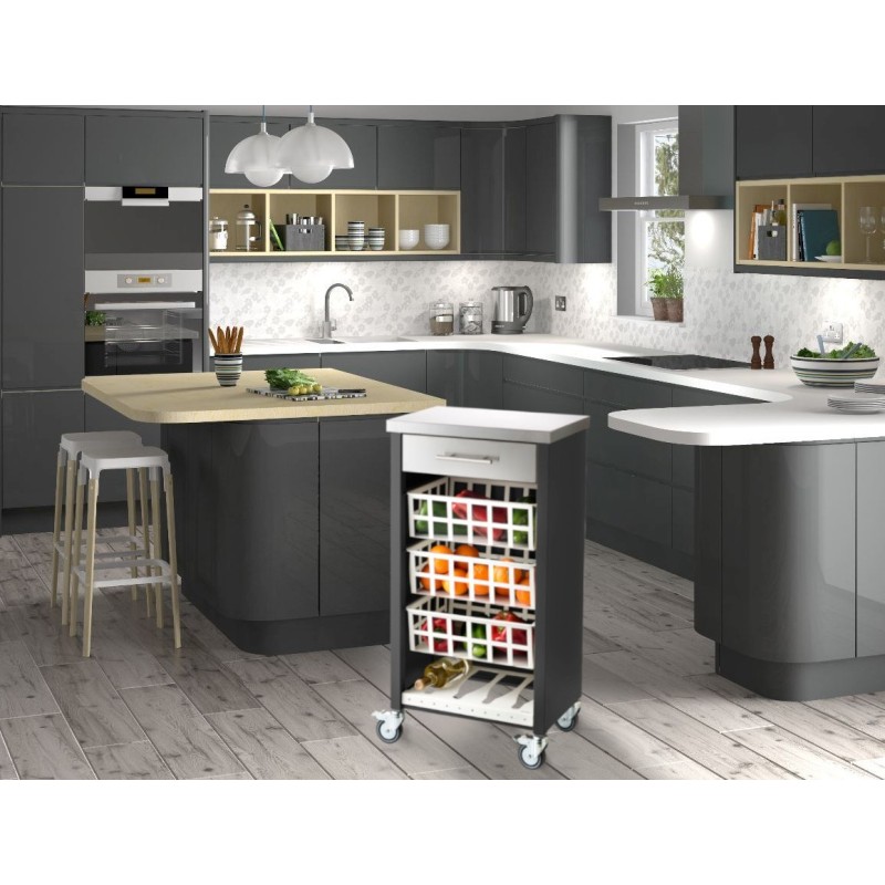 DON HIERRO - Carrito de cocina, Verdulero con encimera en Acero Inoxidable, MOHER