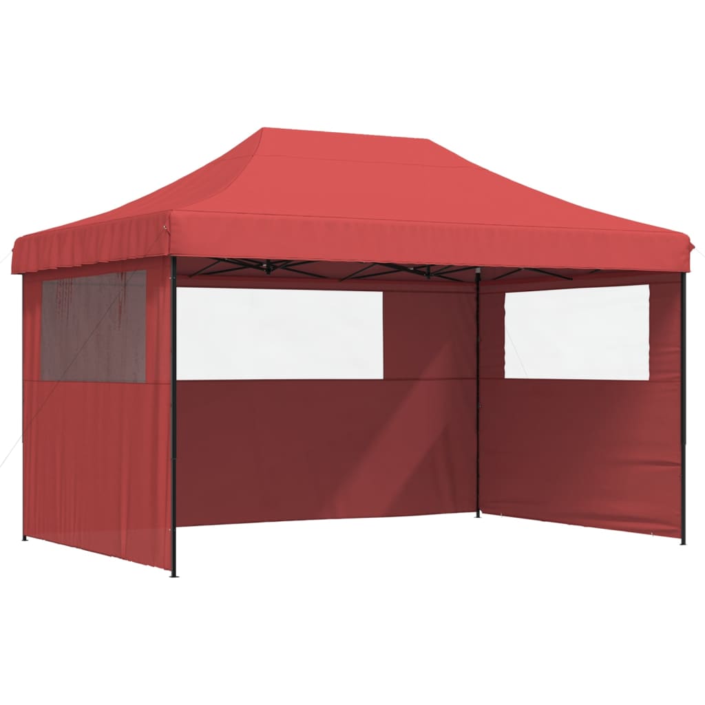 vidaXL Tienda de fiesta plegable Pop-Up 3 paredes laterales burdeos