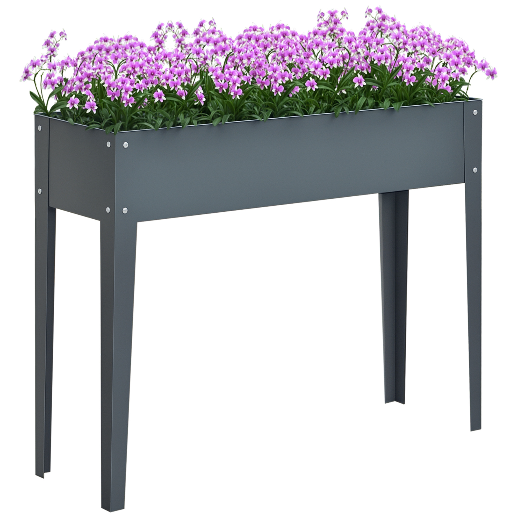Outsunny Huerto Urbano Elevado en Jardín Terraza Jardinera Elevada Rectangular Mesa de Cultivo para Plantas Verduras y Flores con 3 Orificios de Drenaje 100x30x80 cm Gris