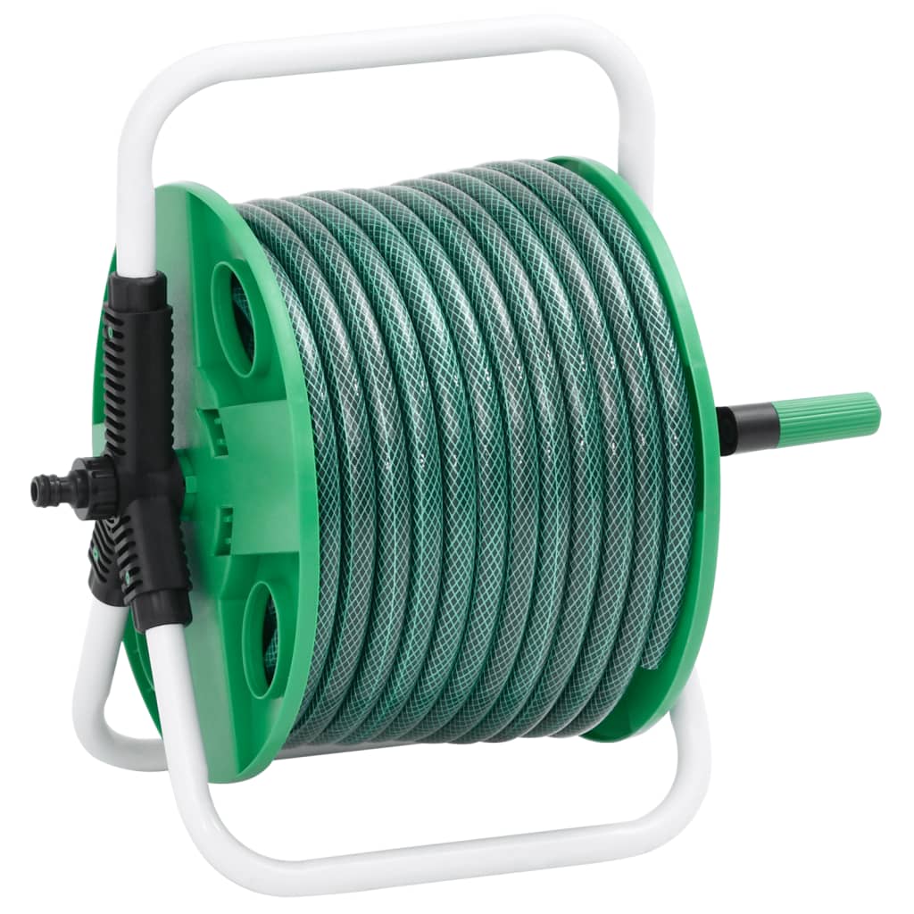 vidaXL Carrete de rollo para manguera de pie PVC verde en dimensiones 30 m (0.5'')/50 m (0.5'')