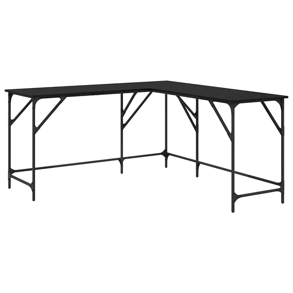 vidaXL Escritorio Roble Negro 149 x 149 x 75 cm Madera contrachapada