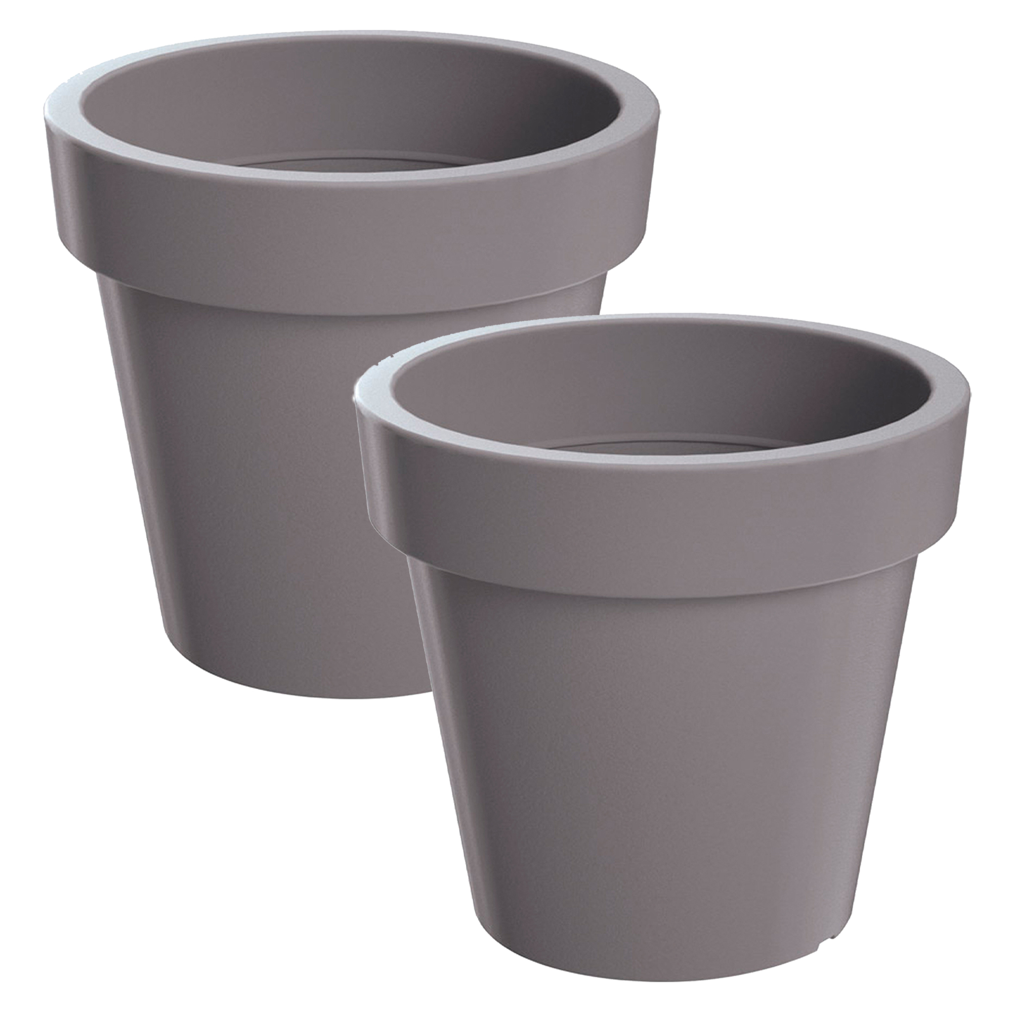 2x Maceta de plastico Lofly en color gris 19,6 (largo) x 19,6 (ancho) x 18,1 (alto) cm WELLHOME