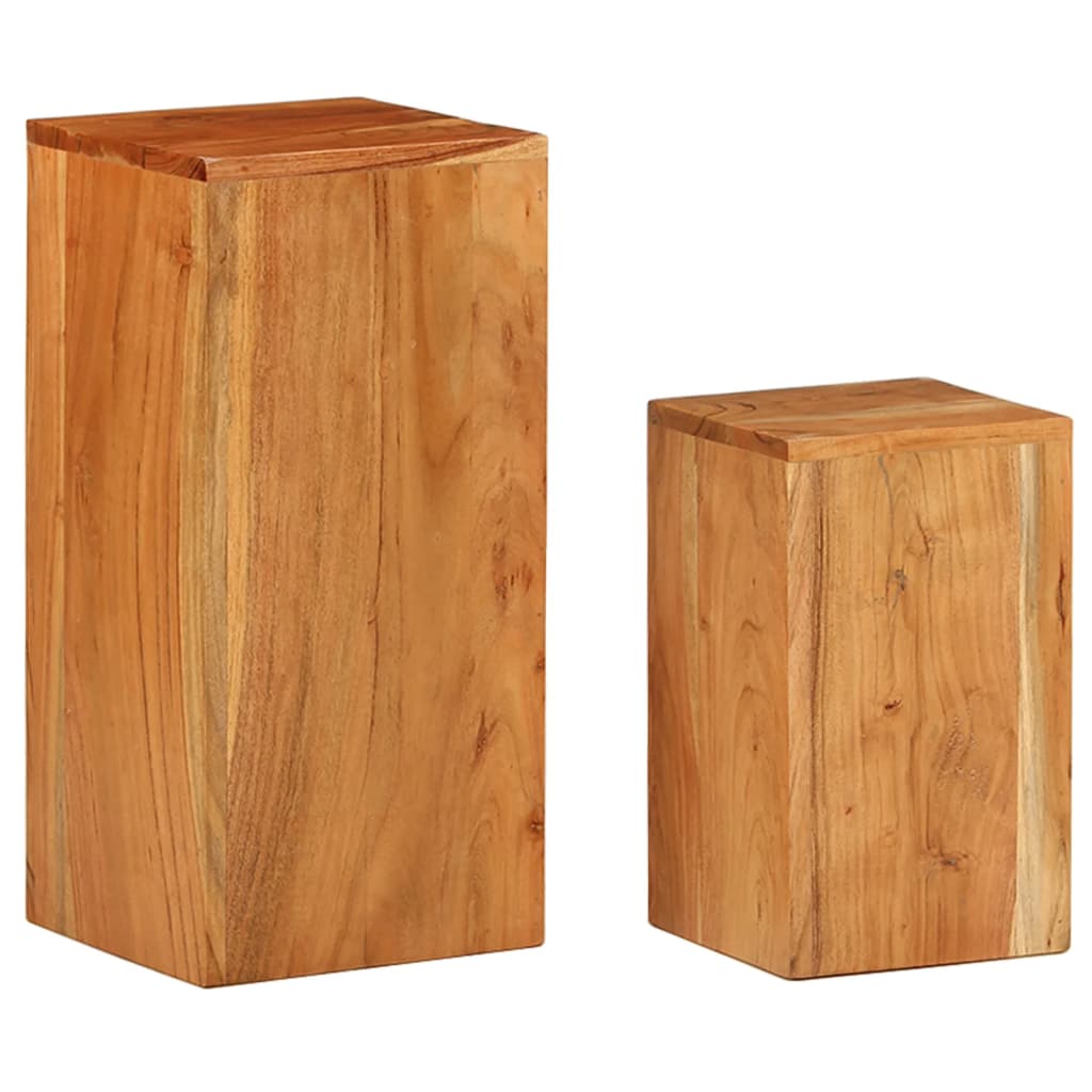 vidaXL Soportes para Plantas Mesitas Auxiliares 2 uds Madera Maciza de Acacia Color Marrón claro,  Multicolor,  Marrón y mas