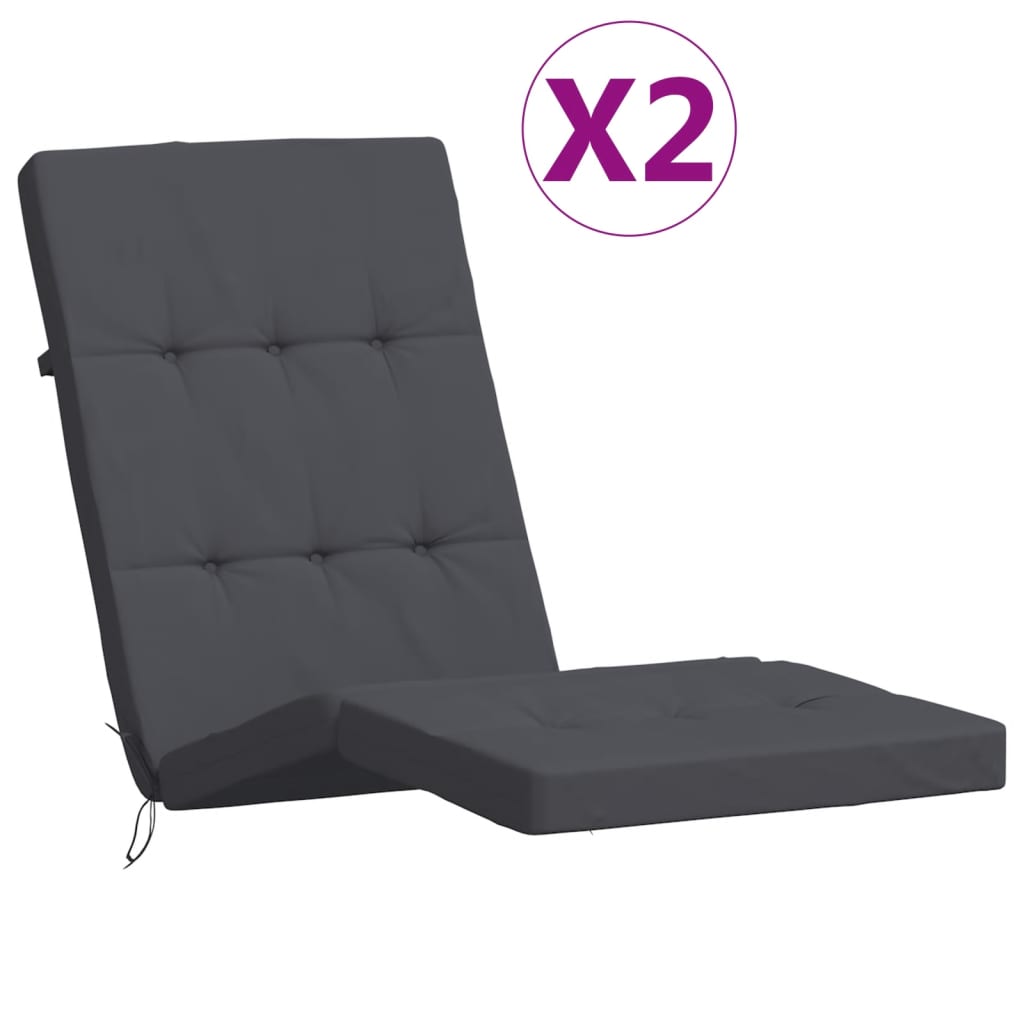 Vidaxl Cojines para Tumbona 2 Uds Tela Color Antracita