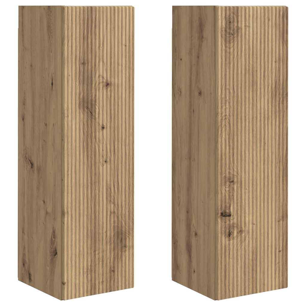 vidaXL Mueble de TV Montado en la Pared 2 uds. Madera de ingeniería Multicolor