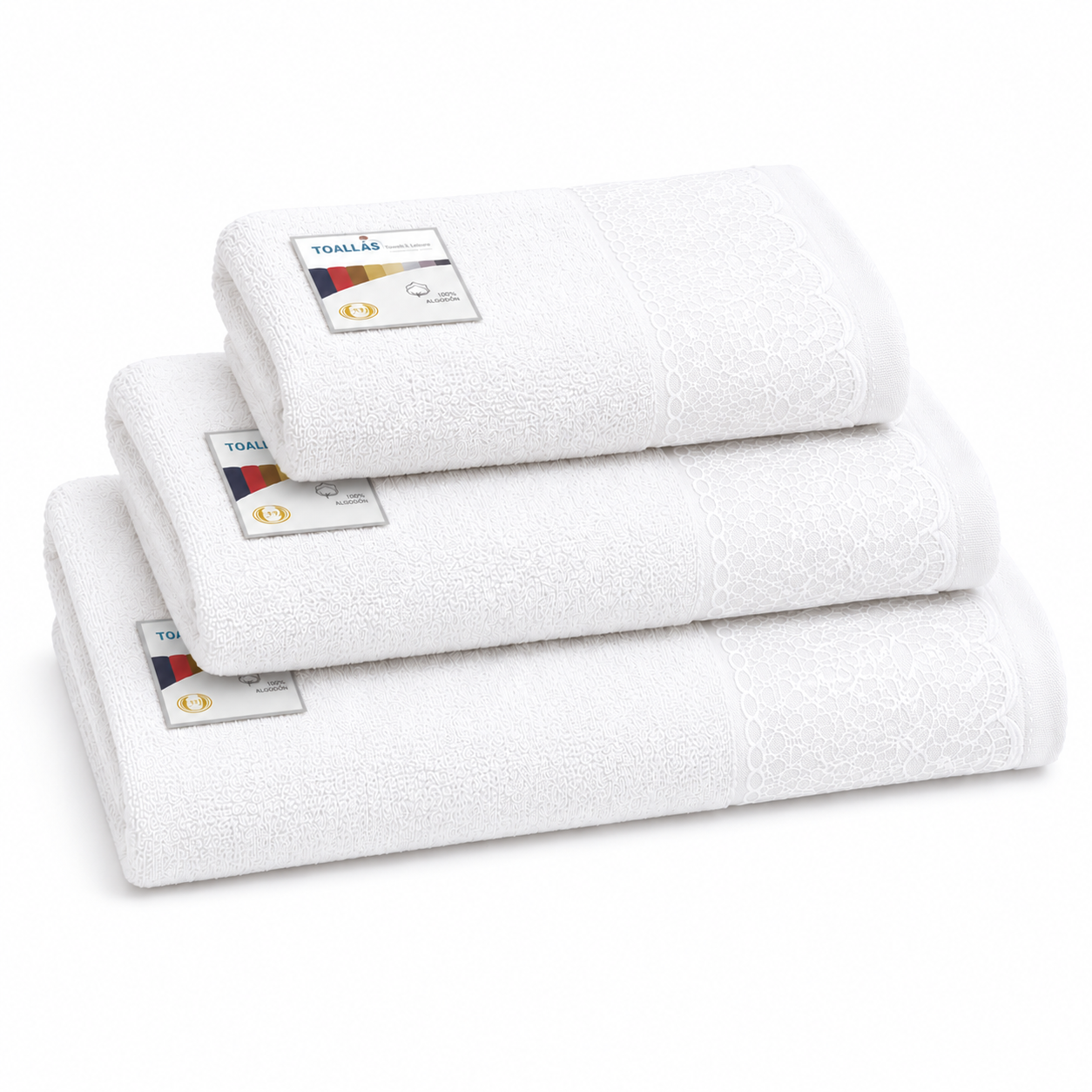 Juego de 3 Toallas de Baño 100% Algodón, Alta Absorción y Secado Rápido, Toallas Suaves para Baño, Lavabo y Manos (100x150, 50x100 y 30x50 cm), 10 Colores Disponibles