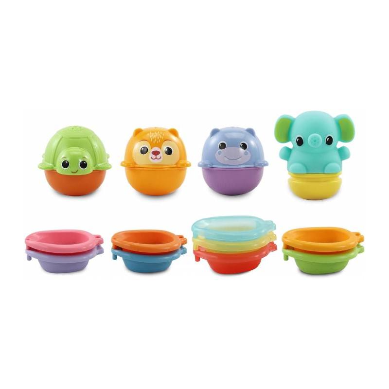 Juego para Baño Animales de Agua Vtech - Expulsa Agua - Aplila los Vasos - 9 Vasos Incluidos - Elefante que Exuls Paighborhooda - Padres Seguros - Desarrollo Educativo