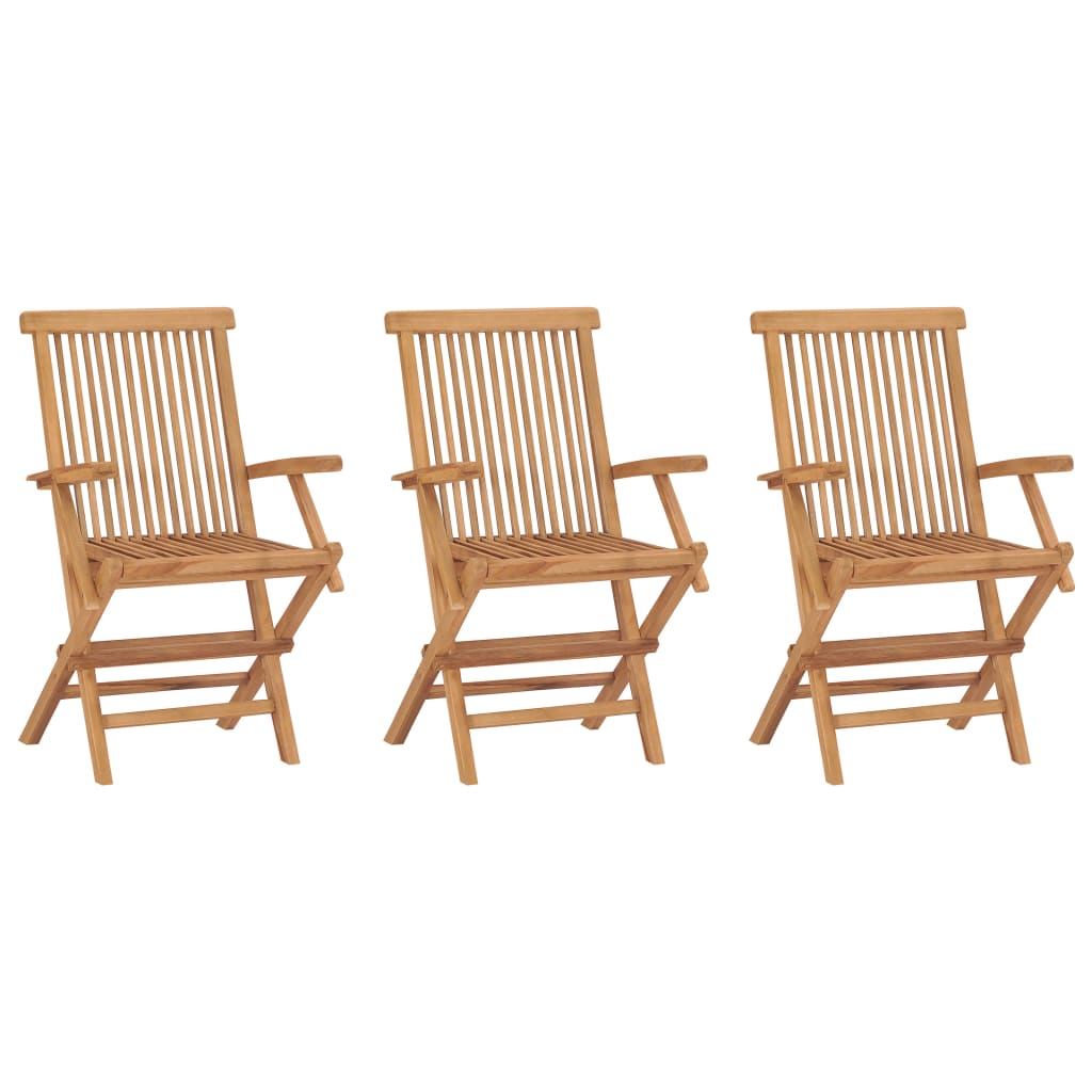 vidaXL Sillas de jardín plegables 3 unidades madera maciza de teca