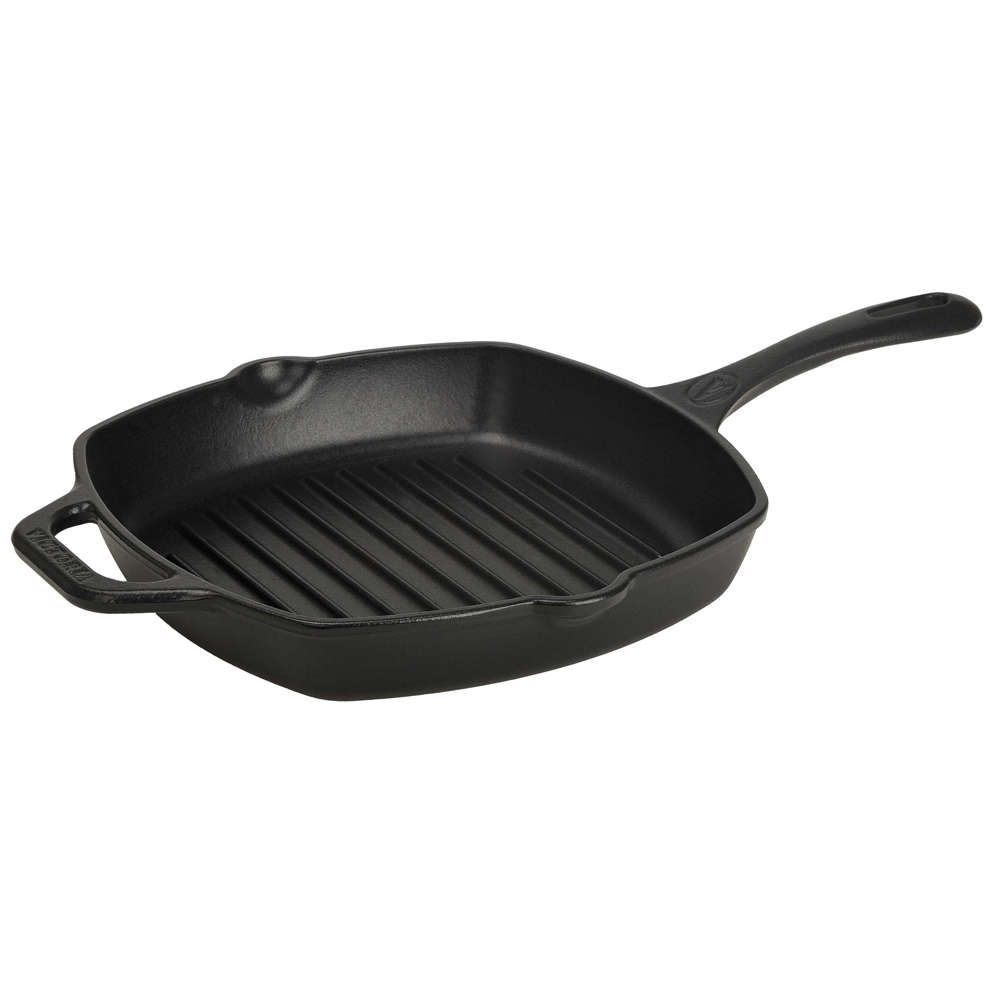 Victoria Sartén Grill Hierro Fundido Inducción, Apta para Fuego, Barbacoa, Horno, Vitrocerámica, Cast Iron Skillet, Libre de Tóxicos sin PTFE ni PFOA