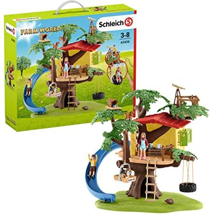 Schleich 42408 Farm World Play Set - Casa de árbol de aventura, juguetes a partir de 3 años