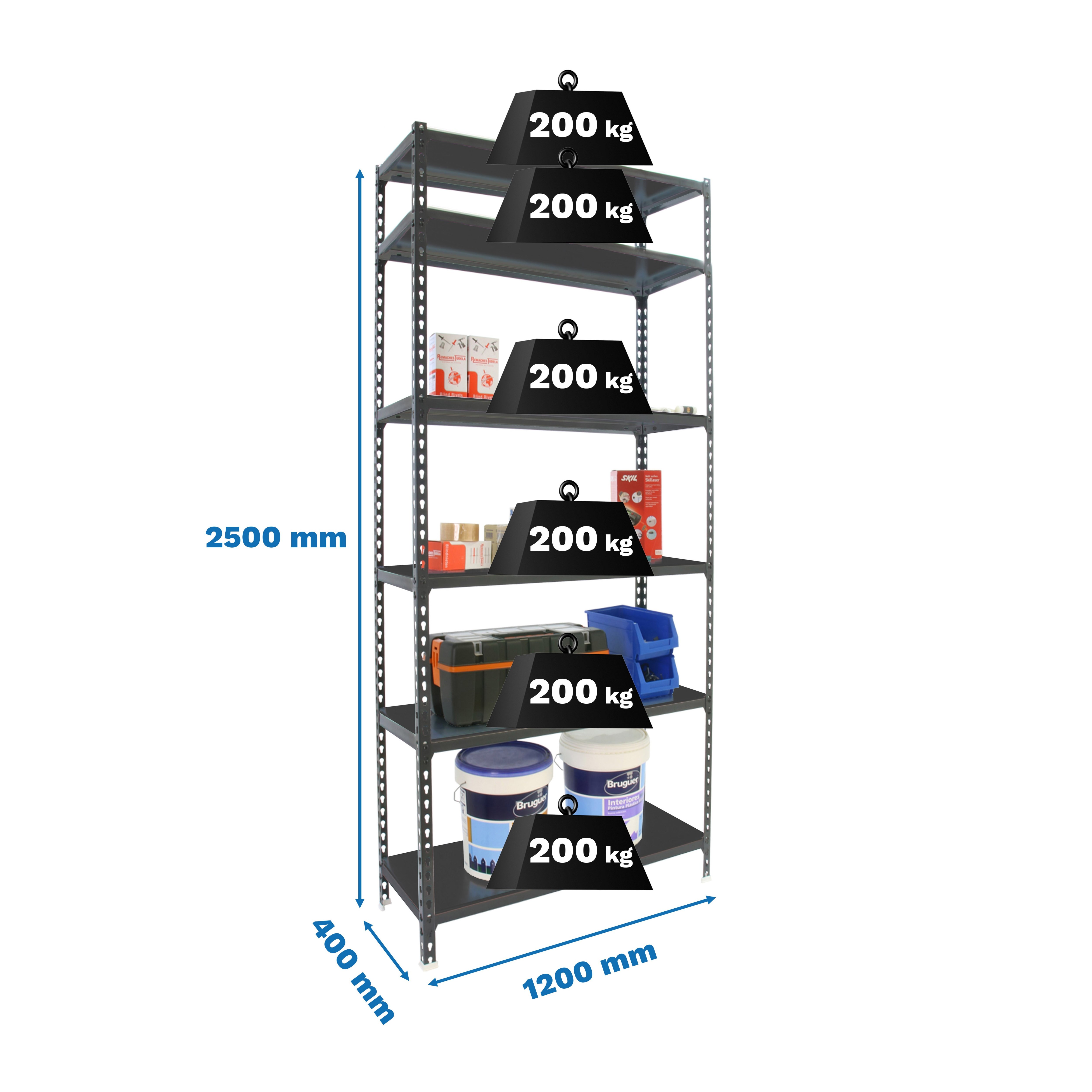 Estantería SIMONRACK Simonclick megaplus 6/400 2500 antra/antra
