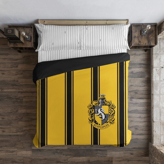 BL BELUM  Funda nórdica Harry Potter, Funda nórdica con botones 100% algodón modelo Hufflepuff Rayas - Funda Nórdica Extrasuave - Funda Nórdica 100% Made in Spain
