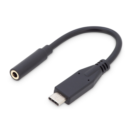 Digitus | Adaptador USB-C a conector para auriculares | Hembra | USB-C de 24 pines | Miniteléfono estéreo de 3,5 mm | Negro | 0,2 m