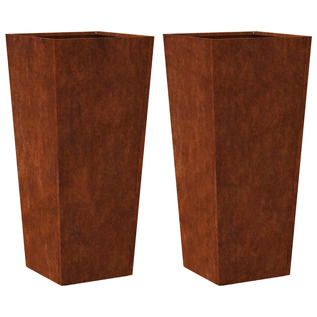 vidaXL Jardineras de jardín  2 uds 35x35x75 cm Acero oxidado