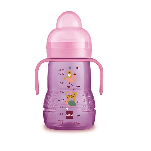 Biberón Mam Trainer+ 4+M 220 Ml Rosa - Ideal para Aprender a Beber
