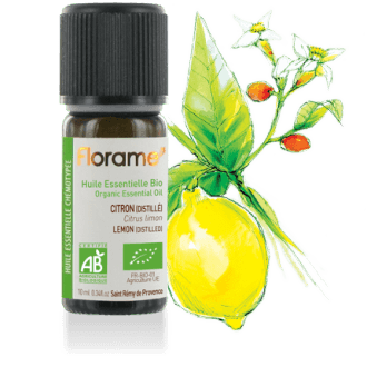 Aceite Esencial de Limón Destilado 10 ml de aceite esencial (Limón) Florame