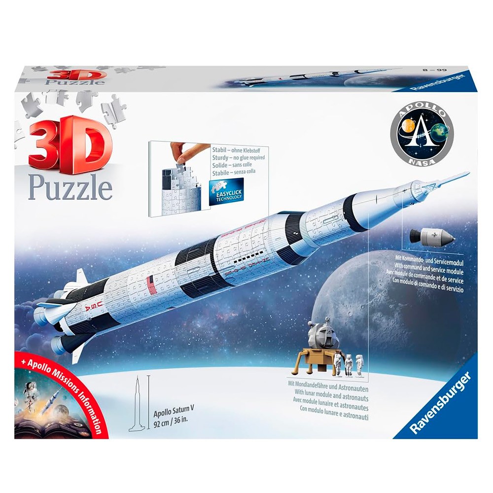 Puzle 3D Cohete Apollo Saturn V Rocket.