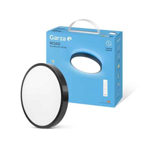 Plafon techo GARZA con aro negro led 42mm 30w con mando