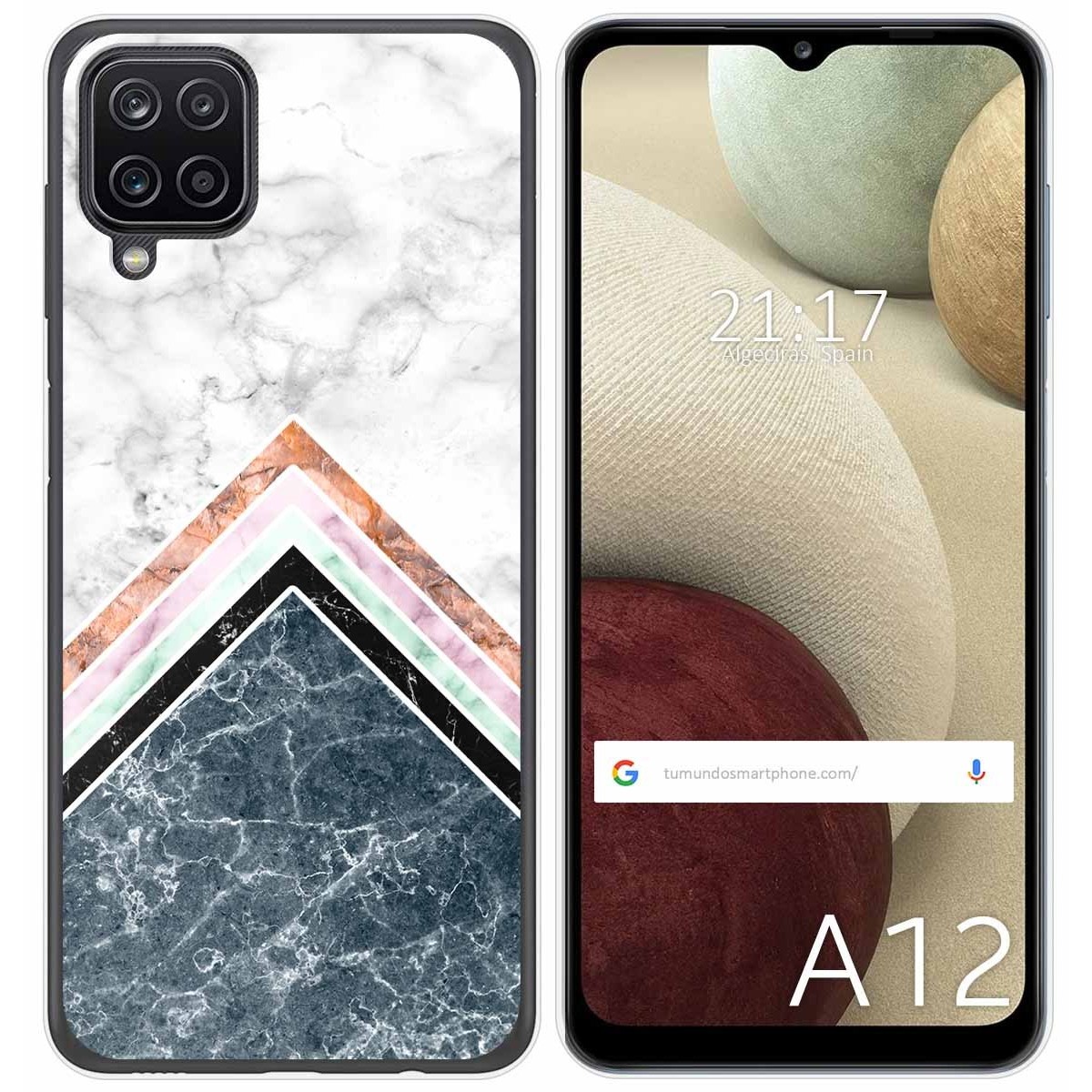 Tumundosmartphone Funda Gel Tpu para Samsung Galaxy A12 / M12 diseño Mármol 05 Dibujos