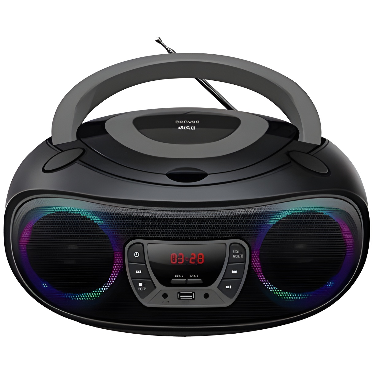 Denver Electronics TCL-212BT GREY Reproductor de CD Portátil con Bluetooth, FM, Entrada Auxiliar AUX y USB - Negro/Gris