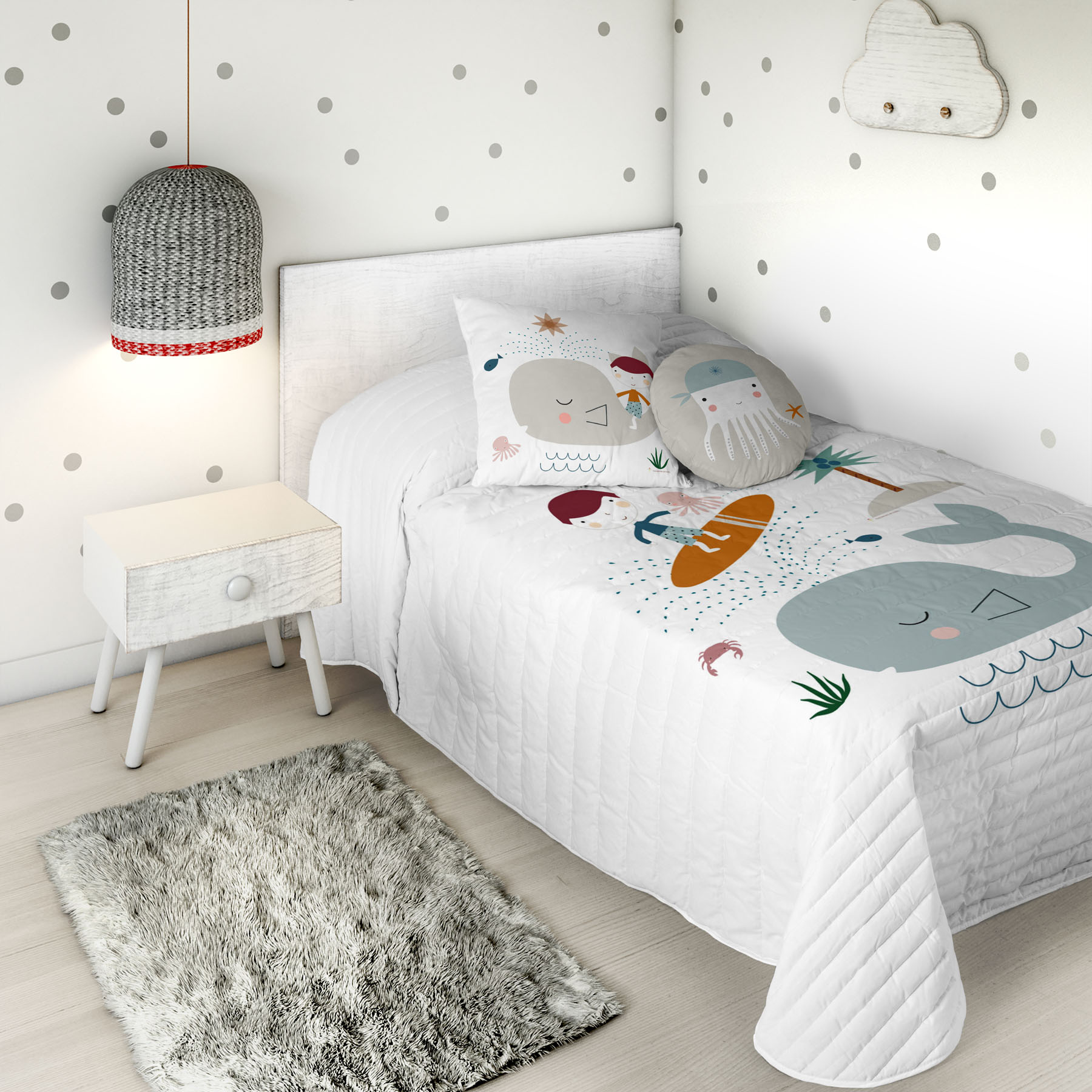 HACIENDO EL INDIO - Colcha Bouti Infantil Estampada 100% Algodón - Relleno 70 gramos -  Cubrecama Ligero Acolchado - Ideal para Primavera y Verano - Disponible para Cama 90/105 cm - Fabricada en España