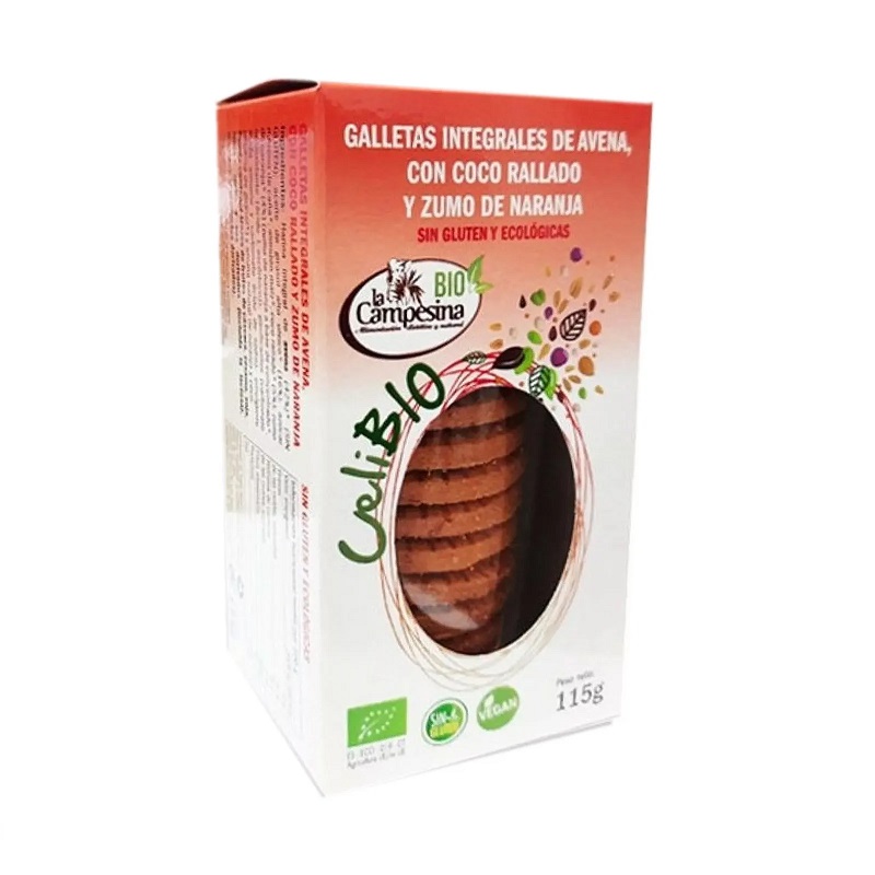Galleta avena coco naranja celibio roja La Campesina