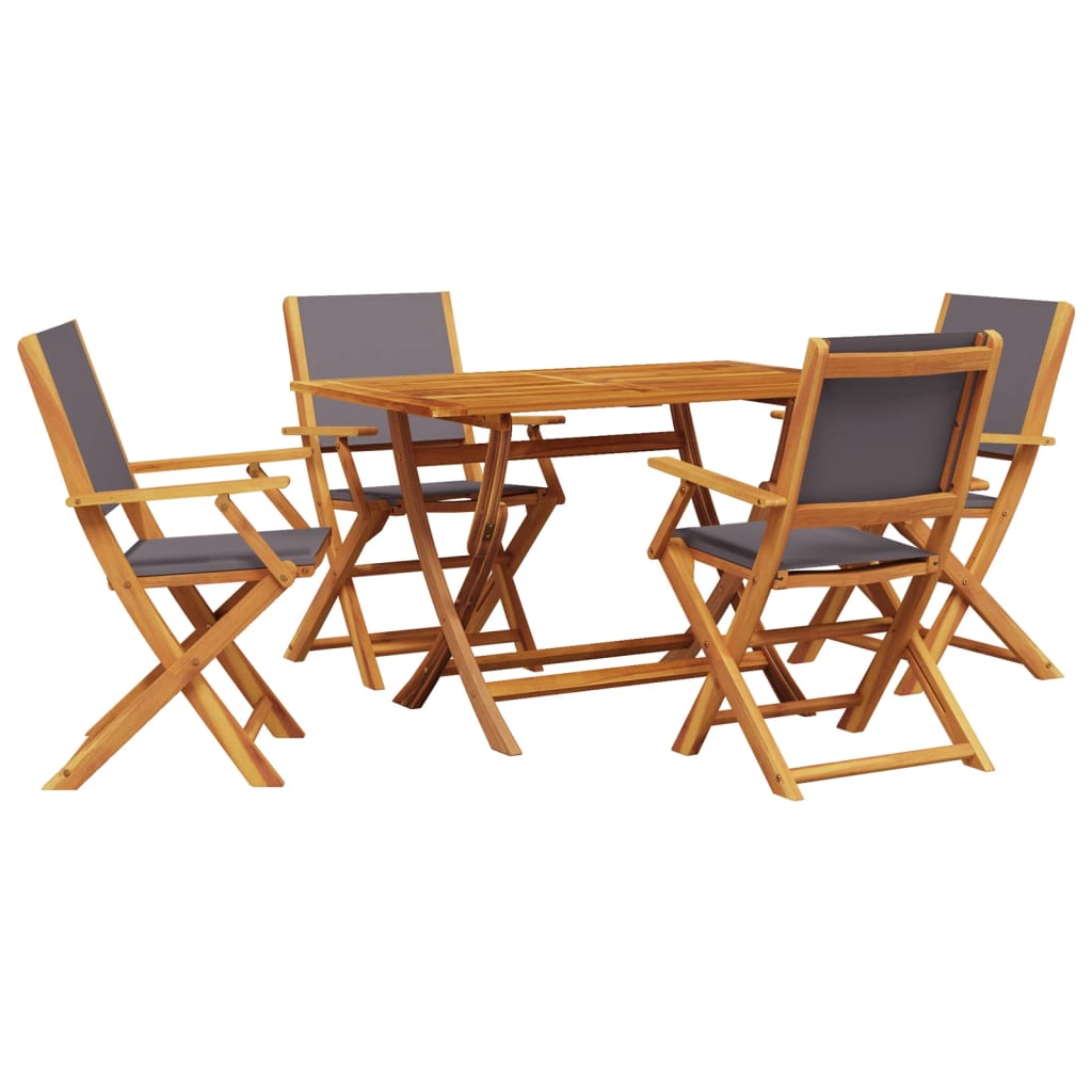 vidaXL Set de comedor de jardín 5 pzas tela madera maciza antracita