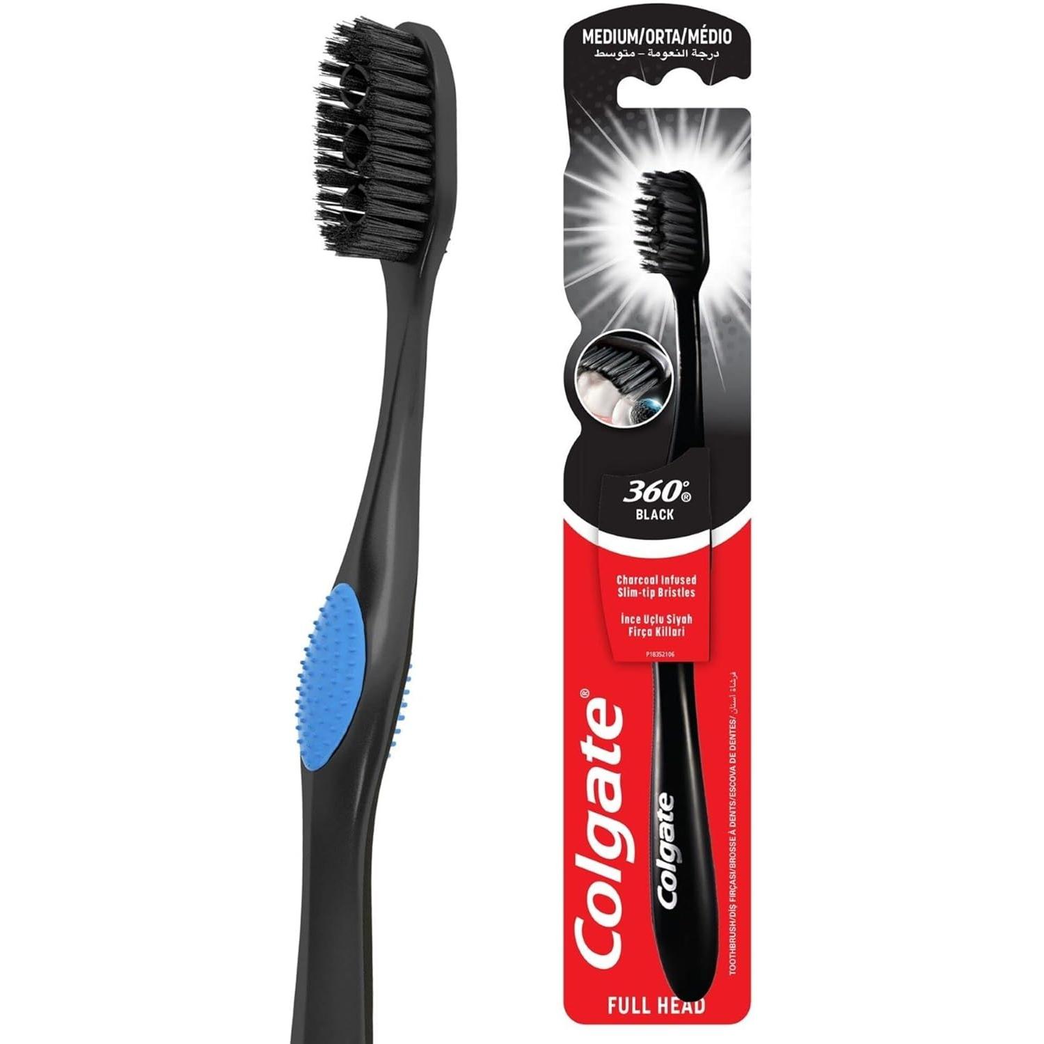 Cepillo de Dientes Colgate 360 BLACK - Carbon Activo - Dureza Media