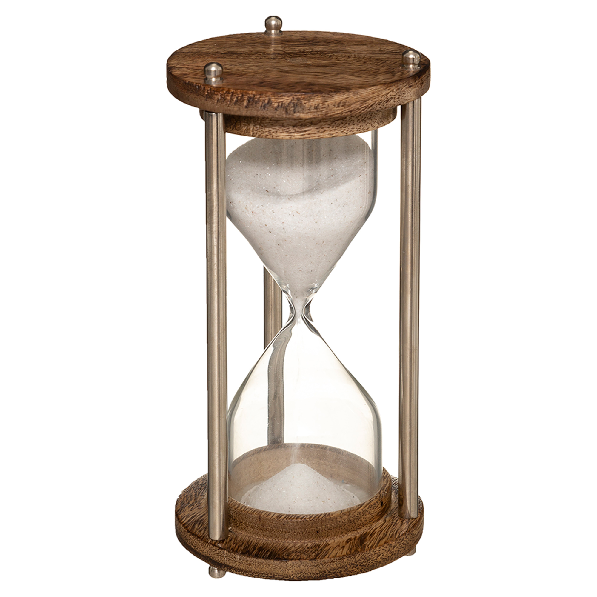 Atmosphera Reloj de Arena de Metal y Madera de Mango 15cm Alto - Decoración Vintage