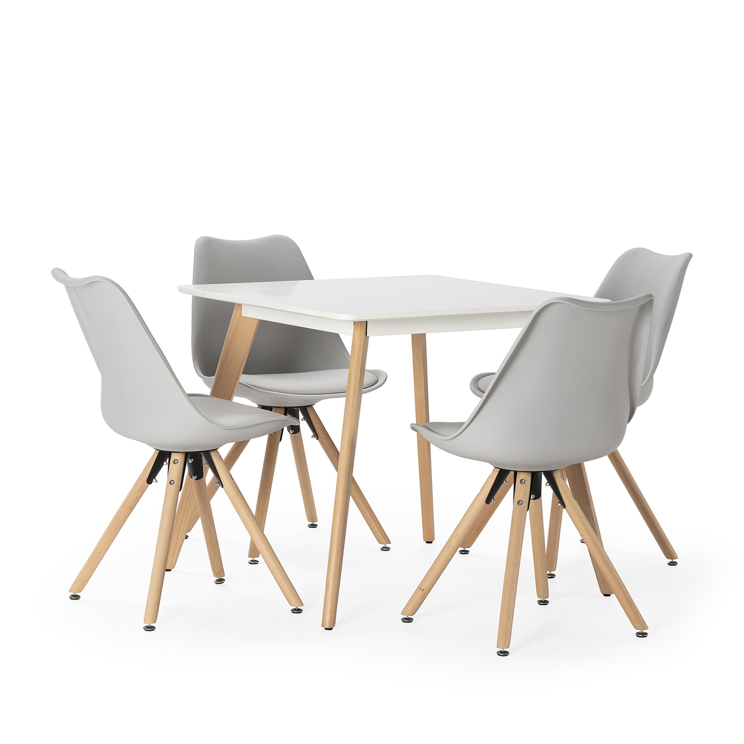 VS Venta-Stock Juego de mesa 80x80 cm y 4 sillas de comedor Jeff