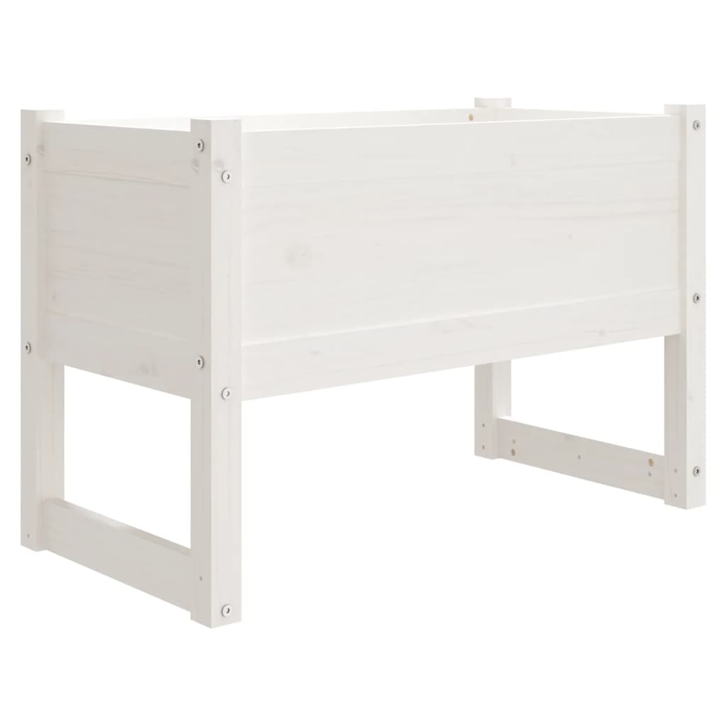 vidaXL Jardinera madera maciza de pino 78x40x52 cm Color Natural,  Blanco,  Gris y mas