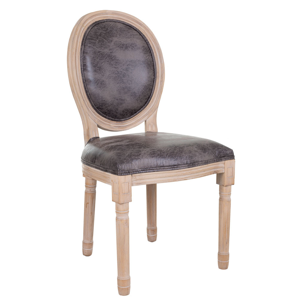 WANDERLUST DECO Silla de madera tapizada gris 48x46x48/96h cm